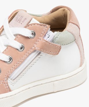 Baskets bébé fille dessus cuir à lacets et zip – NA! vue6 - NA! - GEMO