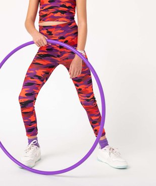 Legging de sport fille ajusté en maille extensible à large ceinture vue1 - GEMO (JUNIOR) - GEMO