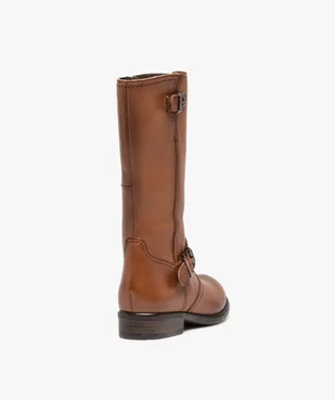 Bottes fille cavalières unies dessus cuir - Tanéo vue5 - TANEO - GEMO