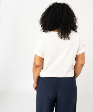 Tee-shirt à manches courtes avec motif brodé femme grande taille vue3 - GEMO (G TAILLE) - GEMO