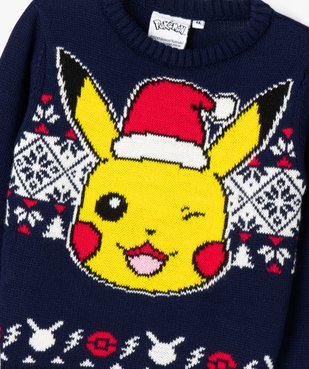 Pulll en maille avec motif Pikachu spécial Noël garçon - Pokemon vue2 - POKEMON - GEMO