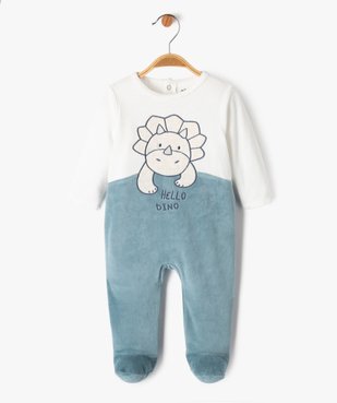 Pyjama en velours avec motif dinosaure bébé garçon vue1 - GEMO(BB COUCHE) - GEMO