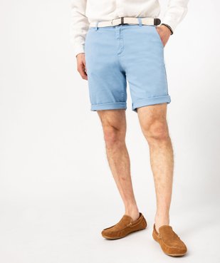 Bermuda chino en coton stretch coloris unique avec ceinture homme vue1 - GEMO (HOMME) - GEMO