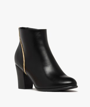 Boots femme à talon et zip avec liseré tressé et doré vue3 - GEMO(URBAIN) - GEMO