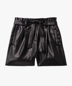 Short ample à taille haute froncée en cuir imitation femme vue4 - GEMO(FEMME PAP) - GEMO