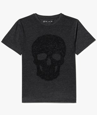 Tee-shirt chiné imprimé tête de mort vue1 - GEMO (JUNIOR) - GEMO