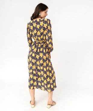 Robe longue à motifs fleuris décolleté cache-coeur femme vue3 - GEMO(FEMME PAP) - GEMO