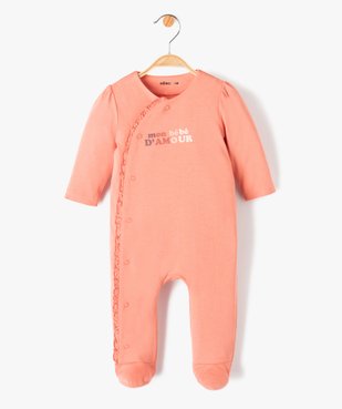 Pyjama bébé avec ouverture pressionnée ventrale à volant vue1 - GEMO(BB COUCHE) - GEMO