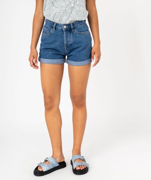 Short en jean ample à revers femme vue1 - GEMO 4G FEMME - GEMO