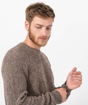 Pull homme à col rond en maille chinée vue2 - GEMO (HOMME) - GEMO