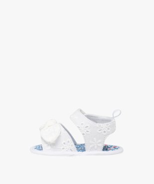 Chaussons de naissance bébé fille sandales à scratch en coton brodé vue3 - GEMO 4G BEBE - GEMO