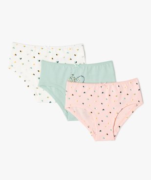 Shorties en coton à motifs cœurs fille (lot de 3)  vue1 - GEMO 4G FILLE - GEMO