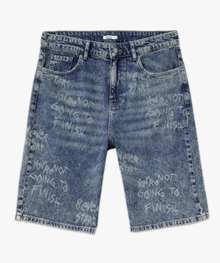 Bermuda en jean avec inscriptions homme vue4 - GEMO (HOMME) - GEMO