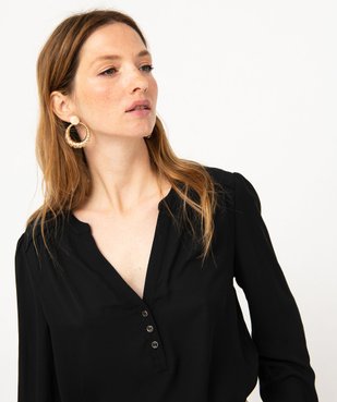 Blouse unie avec col V boutonné femme vue5 - GEMO 4G FEMME - GEMO