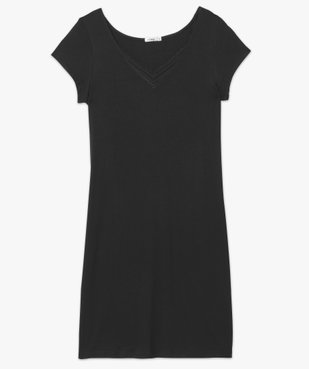 Chemise de nuit en maille extensible avec col V en dentelle femme vue4 - GEMO 4G FEMME - GEMO