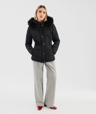 Blouson matelassé avec capuche à bord amovible et ceinture femme vue5 - GEMO(FEMME PAP) - GEMO