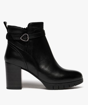 Boots femme à talon haut avec zip et bride à boucle fantaisie vue1 - GEMO(URBAIN) - GEMO