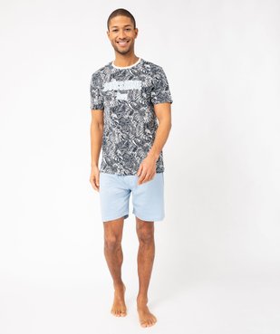 Pyjashort en coton motif feuillage homme vue1 - GEMO 4G HOMME - GEMO