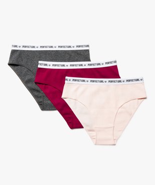 Culotte en maille côtelée avec ceinture imprimée fille (lot de 3) vue1 - GEMO 4G FILLE - GEMO