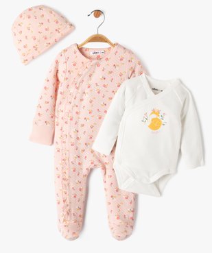 Ensemble 3 pièces spécial nuit bébé fille vue1 - GEMO(BB COUCHE) - GEMO