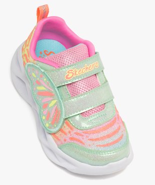 Baskets fille pailletées à semelle lumineuse et à scratch papillon - Skechers vue5 - SKECHERS - GEMO