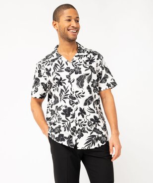 Chemise manches courtes avec col cubain à motif tropical homme vue1 - GEMO 4G HOMME - GEMO