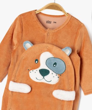 Pyjama en velours à motifs ours ouvert devant bébé garçon vue2 - GEMO 4G BEBE - GEMO