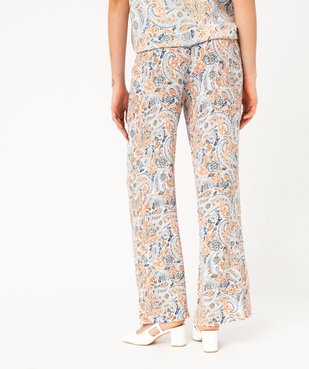 Pantalon fluide en viscose coupe large à motif cachemire femme vue3 - GEMO 4G FEMME - GEMO