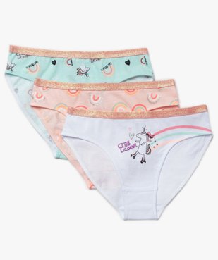 Culottes fille à motifs licornes (lot de 3) vue1 - GEMO 4G FILLE - GEMO