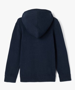 Pull en coton à capuche avec broderie poitrine garçon vue3 - GEMO (ENFANT) - GEMO