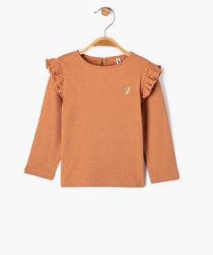 Tee-shirt manches longues avec volants sur les épaules bébé fille vue1 - GEMO(BEBE DEBT) - GEMO