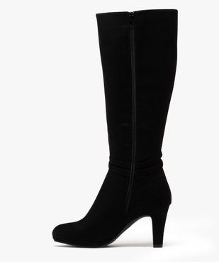 Bottes femme à talon fin en suédine avec zip et brides fantaisie vue3 - GEMO 4G FEMME - GEMO