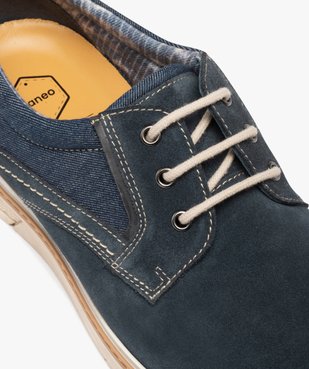 Derbies homme dessus cuir et denim - Tanéo vue6 - TANEO - GEMO