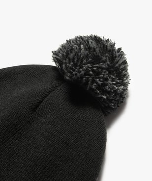 Bonnet garçon en maille à pompon et revers - Freegun vue2 - FREEGUN - GEMO