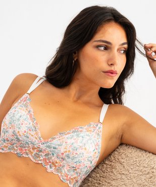 Soutien-gorge triangle en dentelle avec mousses amovibles vue2 - GEMO(HOMWR FEM) - GEMO