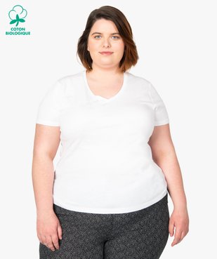 Tee-shirt femme grande taille à manches courtes et col V vue1 - GEMO (G TAILLE) - GEMO