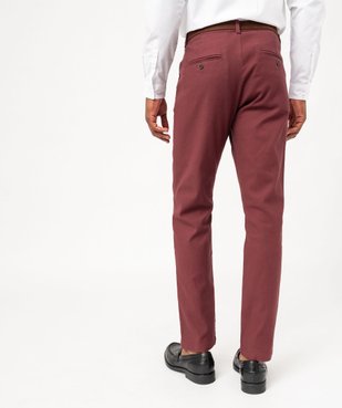 Pantalon chino coupe slim en coton stretch piqué avec ceinture homme vue3 - GEMO (HOMME) - GEMO