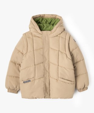 Blouson doublé polaire à capuche et manches amovibles garçon - LuluCastagnette vue1 - LULUCASTAGNETTE - GEMO