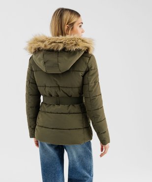 Blouson matelassé avec capuche à bord amovible et ceinture femme vue9 - GEMO(FEMME PAP) - GEMO