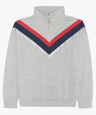 Sweat fille à col montant avec motif tricolore en forme de V vue1 - GEMO (JUNIOR) - GEMO