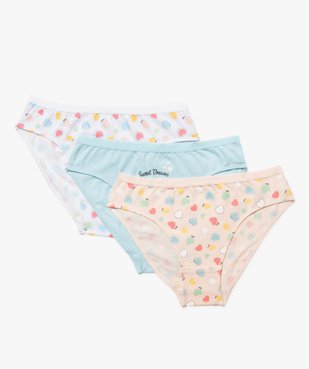 Culotte coton stretch imprimée cœur fille (lot de 3) vue2 - GEMO 4G FILLE - GEMO