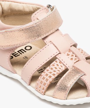 Sandales bébé fille en cuir avec détails scintillants vue6 - GEMO(BEBE DEBT) - GEMO