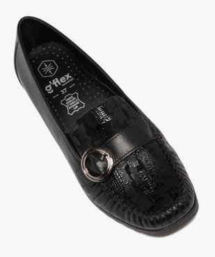 Mocassins femme à talon compensé en cuir et avec boucle fantaisie  vue5 - G'FLEX GEMO FOR GOOD - GEMO