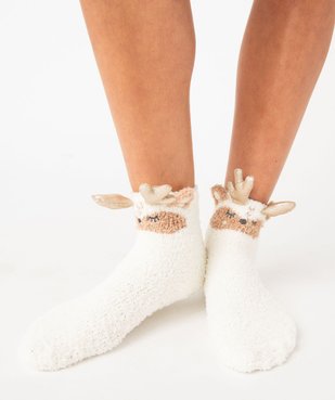 Chaussettes d’intérieur en maille bouclette femme (lot de 2) vue2 - GEMO(HOMWR FEM) - GEMO