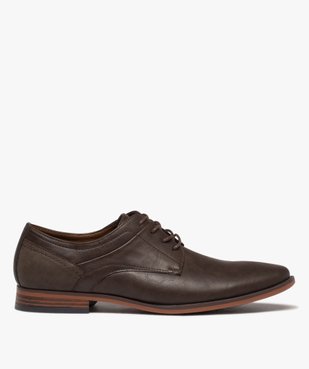 Derbies homme unis à lacets rond cirés  vue1 - GEMO(URBAIN) - GEMO