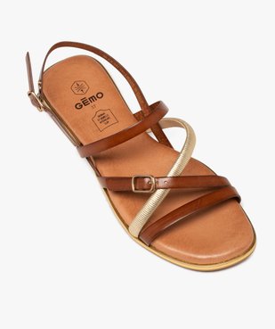 Sandales femme dessus en cuir à bride tubulaire dorée vue6 - GEMO (CASUAL) - GEMO