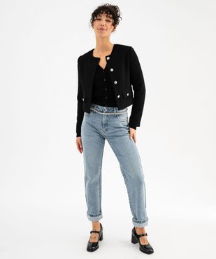 Jean cropped straight taille normale en denim stretch femme vue4 - GEMO 4G FEMME - GEMO