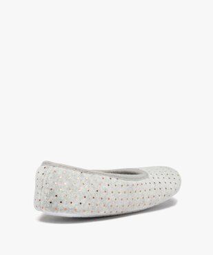 Chaussons femme ballerines en velours à pois métallisés vue4 - GEMO(HOMWR FEM) - GEMO