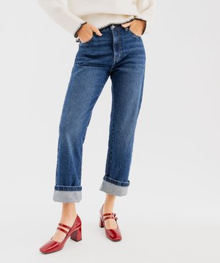 Jean cropped straight taille normale en denim stretch femme vue1 - GEMO 4G FEMME - GEMO