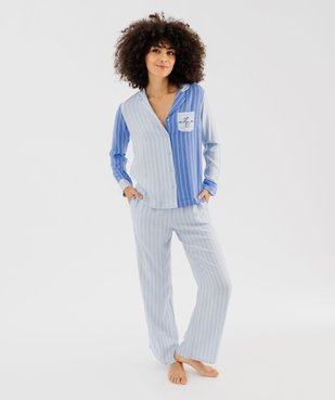 Pyjama à rayures en viscose fluide femme - LuluCastagnette vue2 - LULUCASTAGNETTE - GEMO